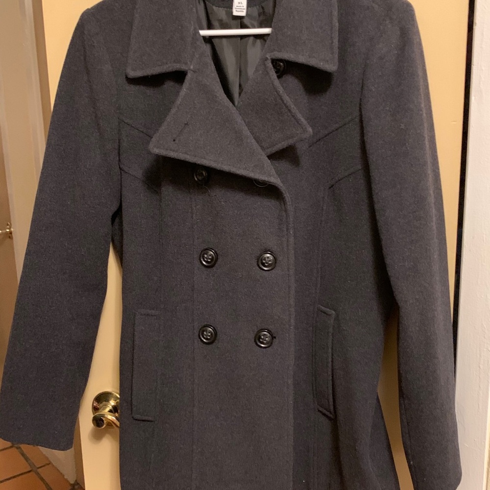Dark Grey Double Breasted Coat Jacket Size XL
